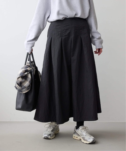新品タグ付✳︎イエナ2025現行モデルタフタフレアスカート黒ロングウエストゴム38 3サイズ展開》タフタタックフレアスカート｜フォーワンセブン