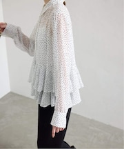 【Jeu de Coeurs & Pois】ドットフリルリーシャツ