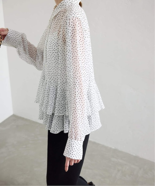 【Jeu de Coeurs & Pois】ドットフリルリーシャツ