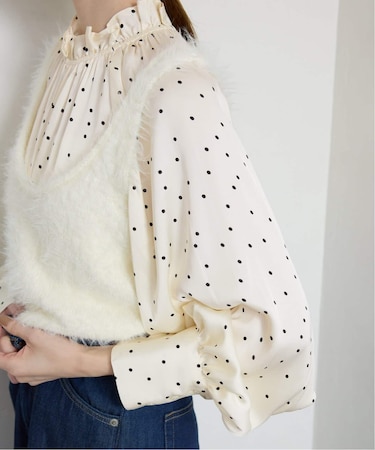 【Jeu de Coeurs & Pois】ドットギャザーブラウス