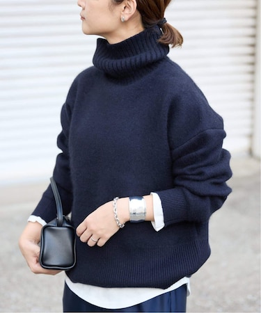 《追加》ウォッシャブルファーリーダブルフェイスタートルニット