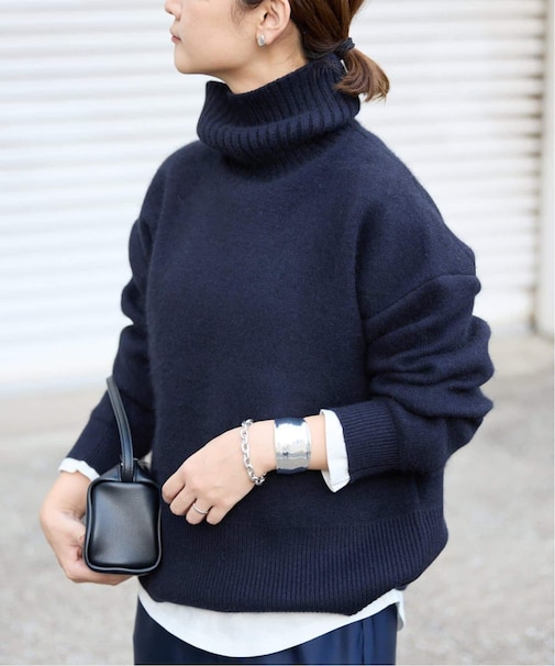 《追加》ウォッシャブルファーリーダブルフェイスタートルニット