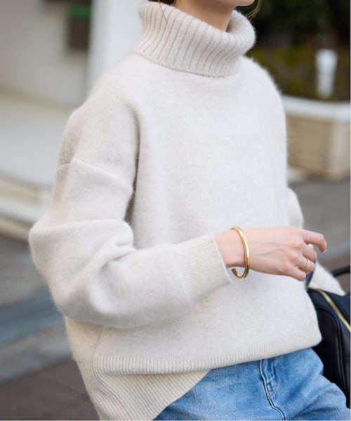 タグ付き未使用 スローブイエナ　ウォッシャブルファーリーダブルフェイスタートル 追加》ウォッシャブルファーリーダブルフェイスタートルニット｜フォー