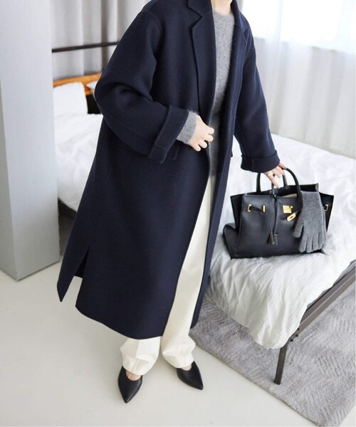 24AW✨極美品✨スローブイエナ ECO WOOL チェスターコート ロング 黒 24AW✨極美品✨スローブイエナ ECO WOOL チェスターコート ロング 黒