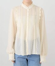 ジャガードピンタックフリルブラウス