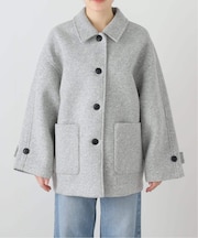 ツイードボンディングステンカラーショートコート