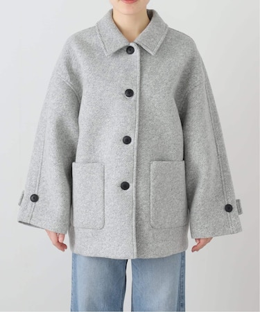 ツイードボンディングステンカラーショートコート