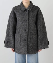 ツイードボンディングステンカラーショートコート