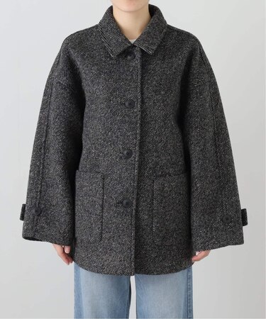 ツイードボンディングステンカラーショートコート