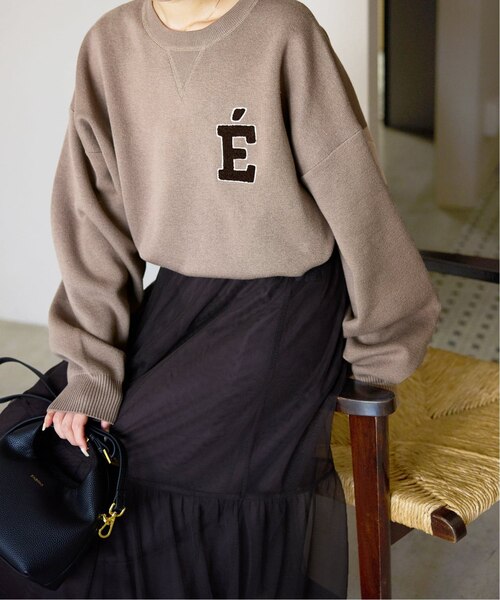 スローブイエナ　サガラ刺繍スウェットライクニット　ネイビー　フリーサイズ WEB限定カラー有り/追加3》サガラ刺繍スウェットライクニット｜フォー