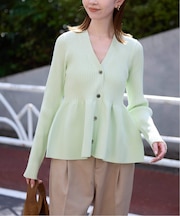 Vネックペプラムカーディガン