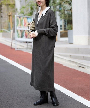 スキッパーニットワンピース