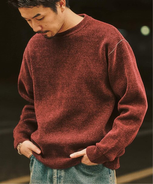 追加 モールニット カラーリブ プルオーバー