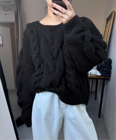 +81BRANCA/ハチイチブランカ SLOBE別注 ケーブルハンドニット