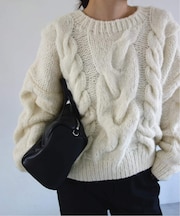 +81BRANCA/ハチイチブランカ SLOBE別注 ケーブルハンドニット