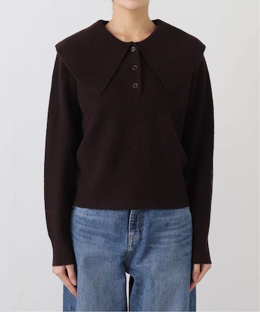 ウールブレンドラージカラーニットプルオーバー