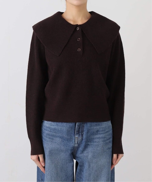 ウールブレンドラージカラーニットプルオーバー