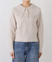 ウールブレンドラージカラーニットプルオーバー