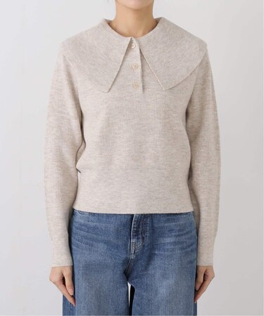 ウールブレンドラージカラーニットプルオーバー