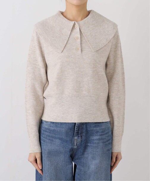 ウールブレンドラージカラーニットプルオーバー