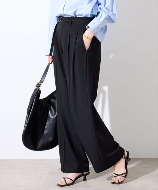 《4サイズ展開》ベルテット2タックストレートパンツ