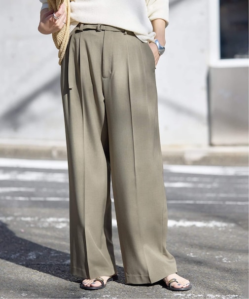 《4サイズ展開》ベルテット2タックストレートパンツ