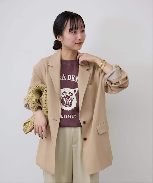 追加》ダブルクロスシャルム ダブルボタンノーカラーショートコート