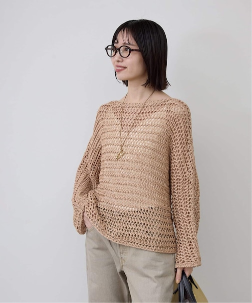 ギマヤーンメッシュボートネックニット