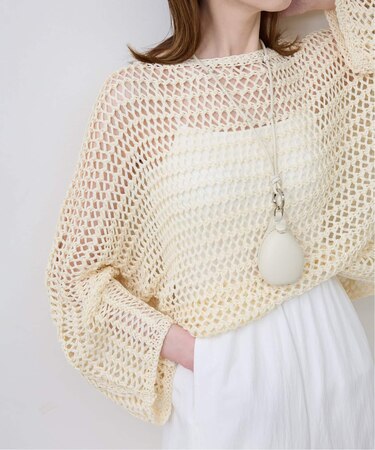 ギマヤーンメッシュボートネックニット