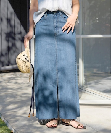 《WEBのみ4サイズ展開》LE DENIM スリットフレアデニムスカート