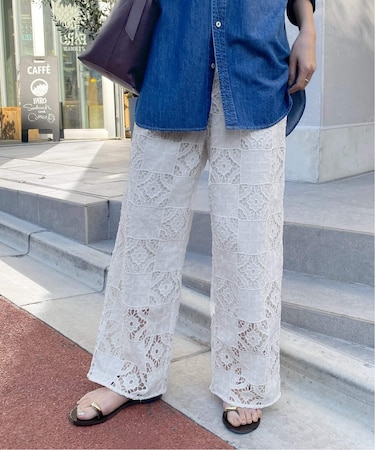 コットンレースイージーパンツ