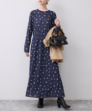 ドットフラワーバイアスワンピース