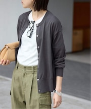 《シリーズあり》コットンキュプラクルーネックカーディガン