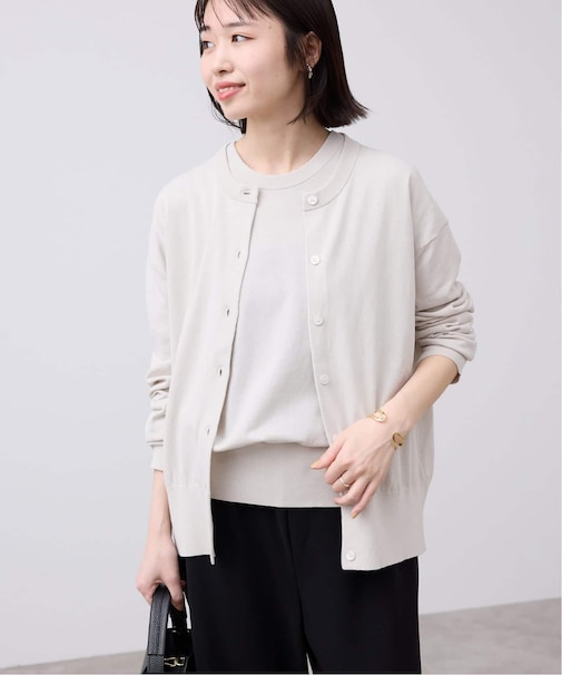 《シリーズあり》コットンキュプラクルーネックカーディガン