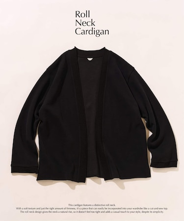 ロールネック ニットカーディガン