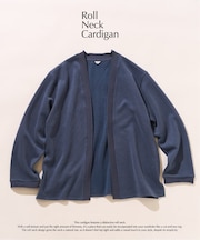 ロールネック ニットカーディガン