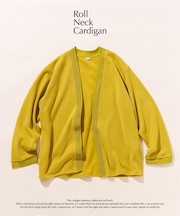 ロールネック ニットカーディガン