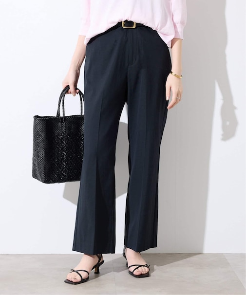 《WEBのみ4サイズ展開/シリーズあり》リネンmixストレッチパンツ