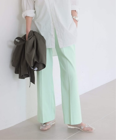 《WEBのみ4サイズ展開/シリーズあり》リネンmixストレッチパンツ