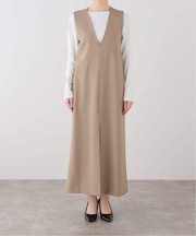 Vネックセンタースリットジャンパースカート