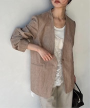 メランジュヘリンボーンカラーレスジャケット