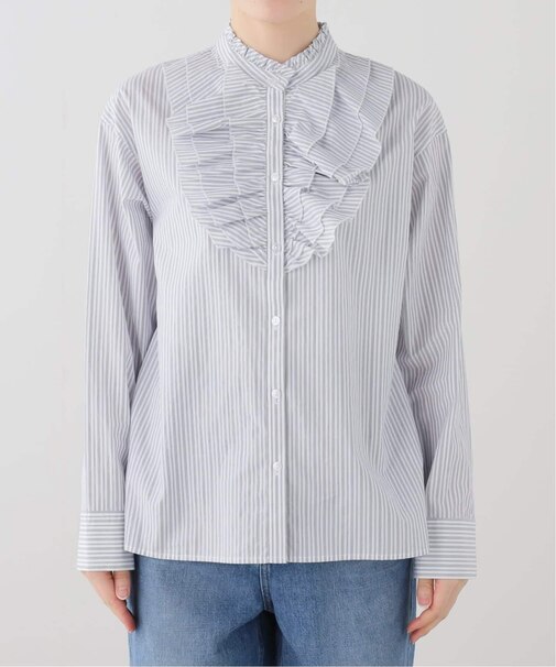 フロントフリルストライプブラウス