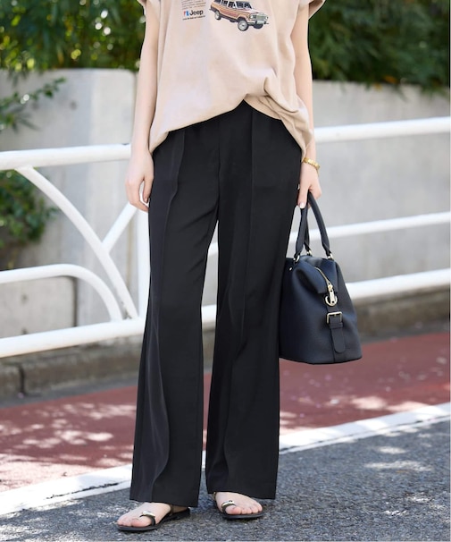 《4サイズ展開》ピンタックセミフレアパンツ