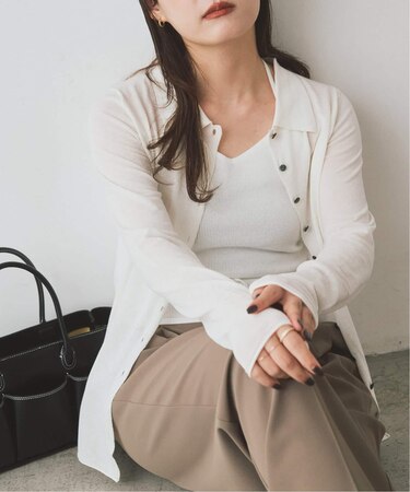 《シリーズあり》コットンシルク襟付きカーディガン