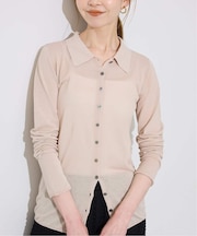 《シリーズあり》コットンシルク襟付きカーディガン