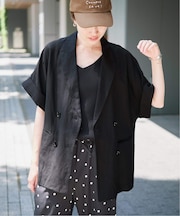 《セットアップ対応可》リネン混ハーフスリーブジャケット