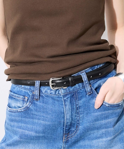 SLOBE シルバーバックルステッチベルト