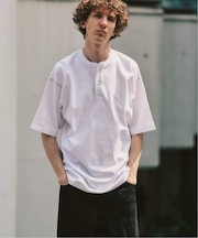 トーナルステッチ ヘンリーネックTシャツ
