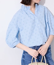 《WEB・一部店舗限定》フラワー刺繍5分袖ブラウス