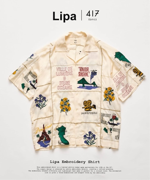 LIPA×417 エンブロイダリーシャツ